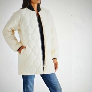 NWT Steve Madden Quilted Military Liner Jacket Large Oatmeal